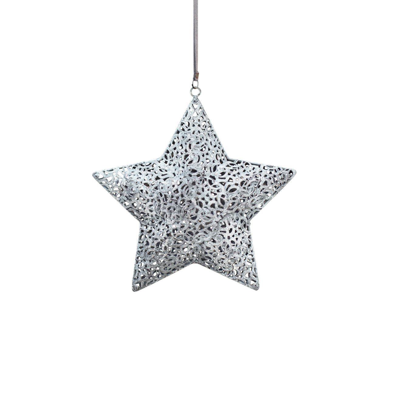 Filigree Metal Silver Star Decoration