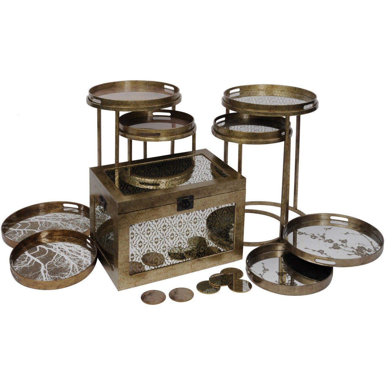 Vienna Antique Gold Set Of 2 Tree Trays