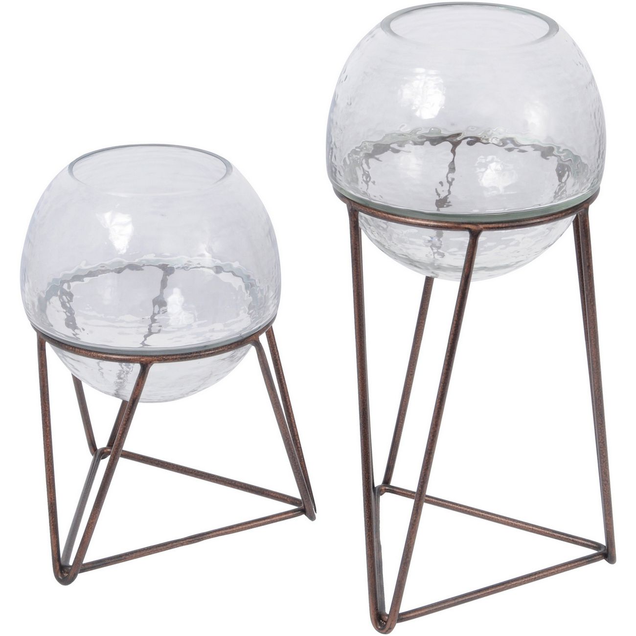 Bersa Medium Table Fishbowl Planter with Aged Copper Base