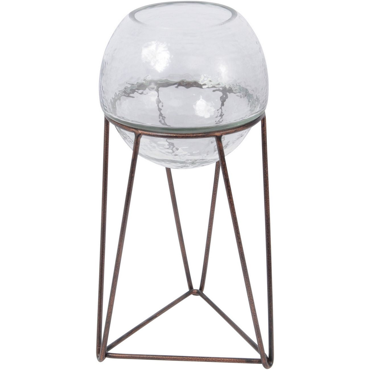 Bersa Medium Table Fishbowl Planter with Aged Copper Base