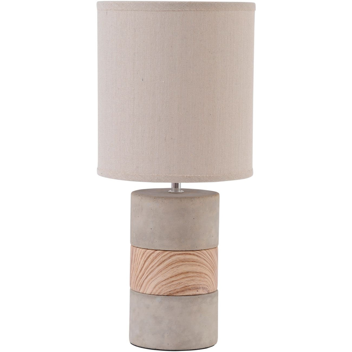 Concrete and Wood Table Lamp with Natural Shade E14 40W