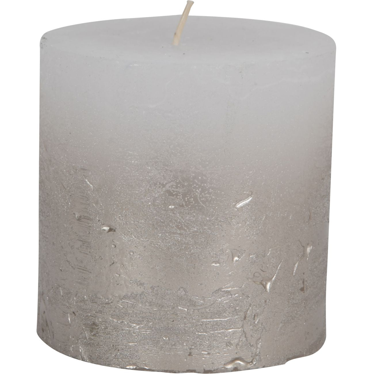 Libra White Pillar Candle With Metallic Silver Ombre Base 10x10cm