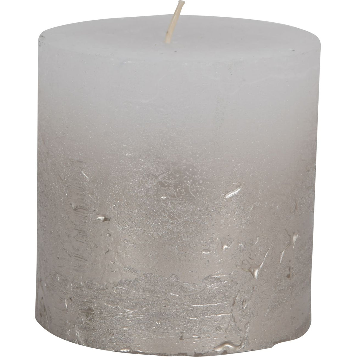 Libra White Pillar Candle With Metallic Silver Ombre Base 10x10cm
