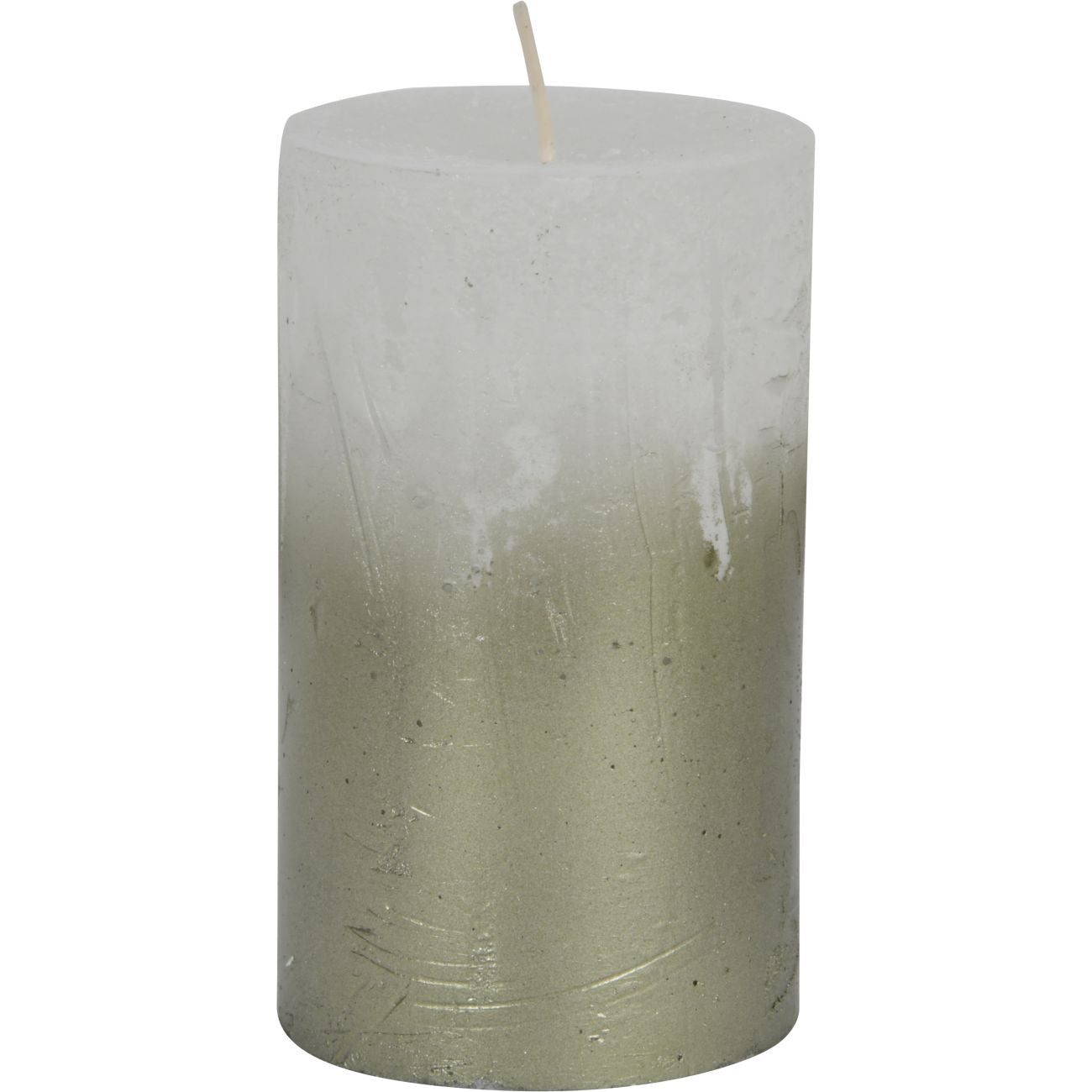 Libra White Pillar Candle With Metallic Green Ombre Base 7x12cm
