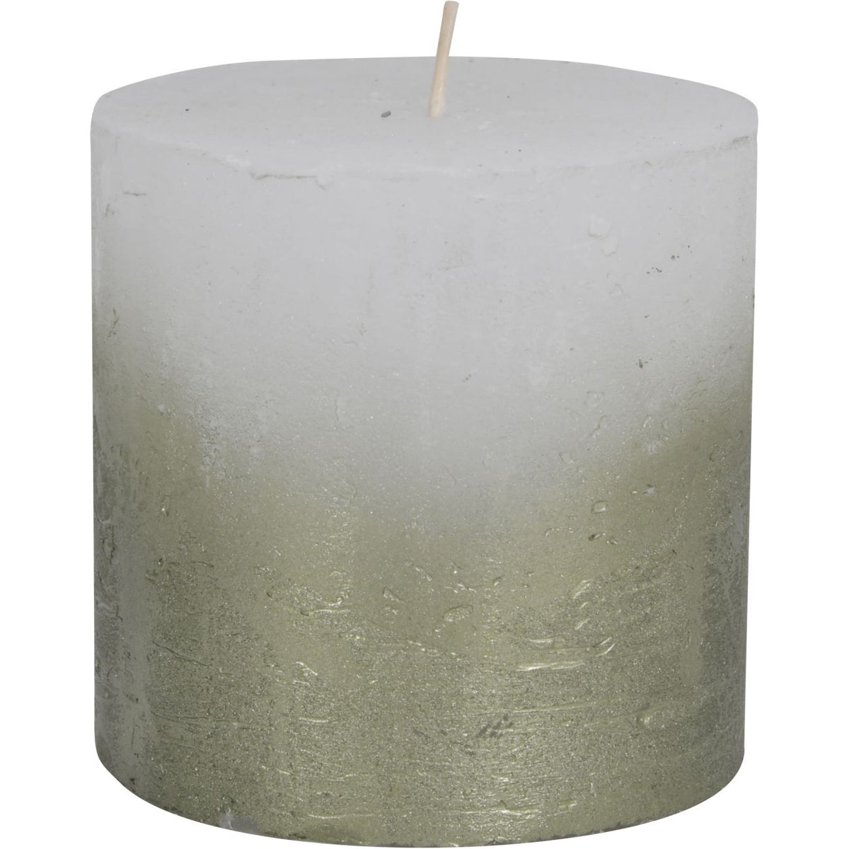 Libra White Pillar Candle With Metallic Green Ombre Base 10x10cm