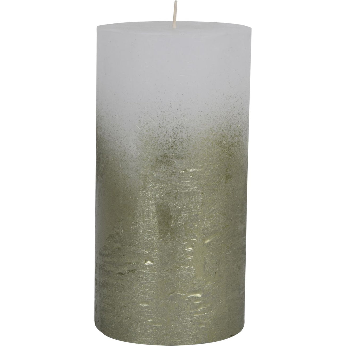 Libra White Pillar Candle With Metallic Green Ombre Base 10x20cm