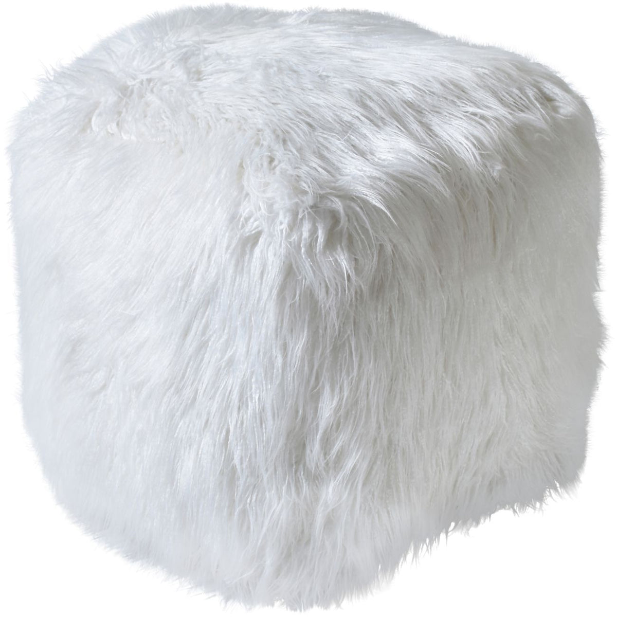 Isaba Hand Made Ivory Hairy Pouffe
