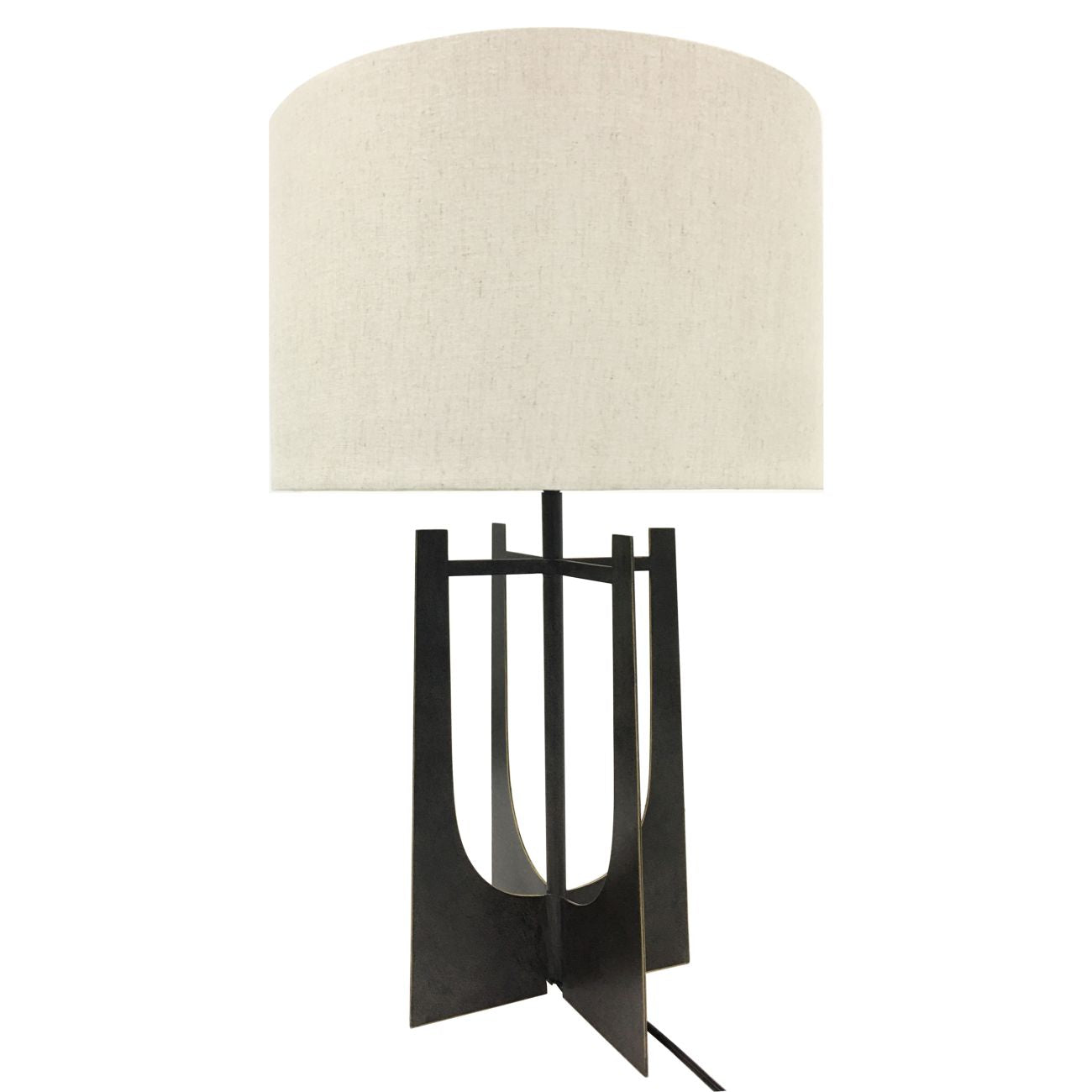 Glenthorpe Hammered Iron Table Lamp Gilded Oak with Irish Linen Shade - E27 60W