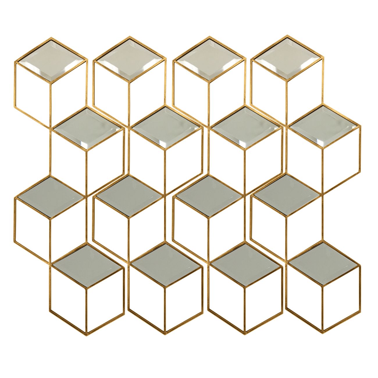 Honeycomb Mirror Set of 4 Aged Champagne Finish