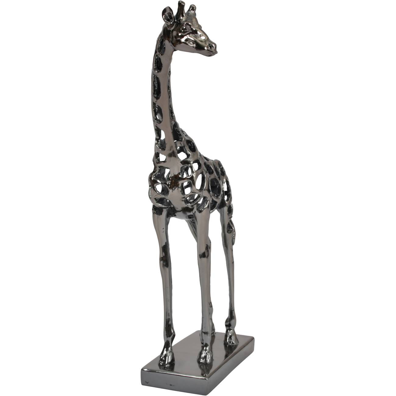 Courtney Black Nickel Hollow Giraffe 50cm Sculpture