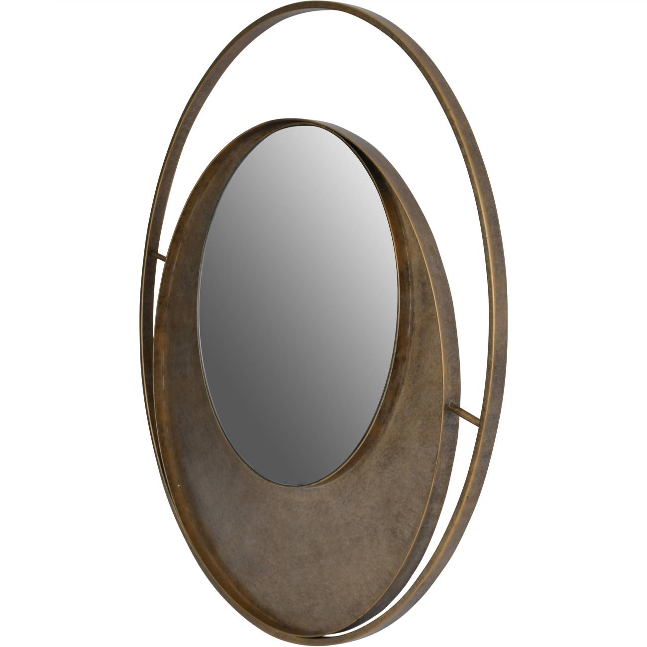 Concentric Circles Iron Mirror Aged Gold 100cm diameter