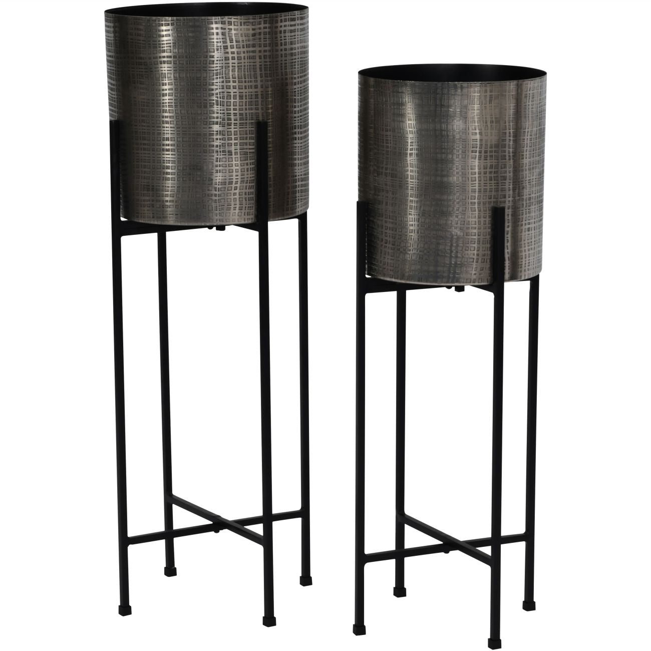 Clyde Floor Standing Nickel Set of 2 Planters