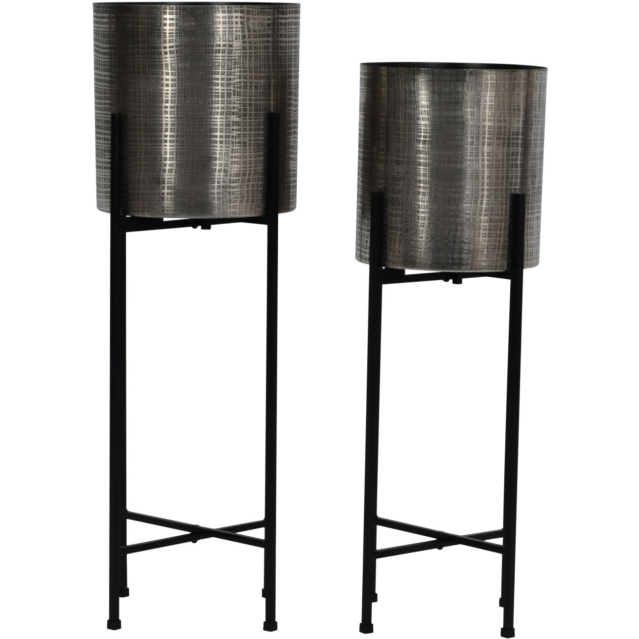 Promotion - Clyde Floor Standing Nickel Set of 2 Planters