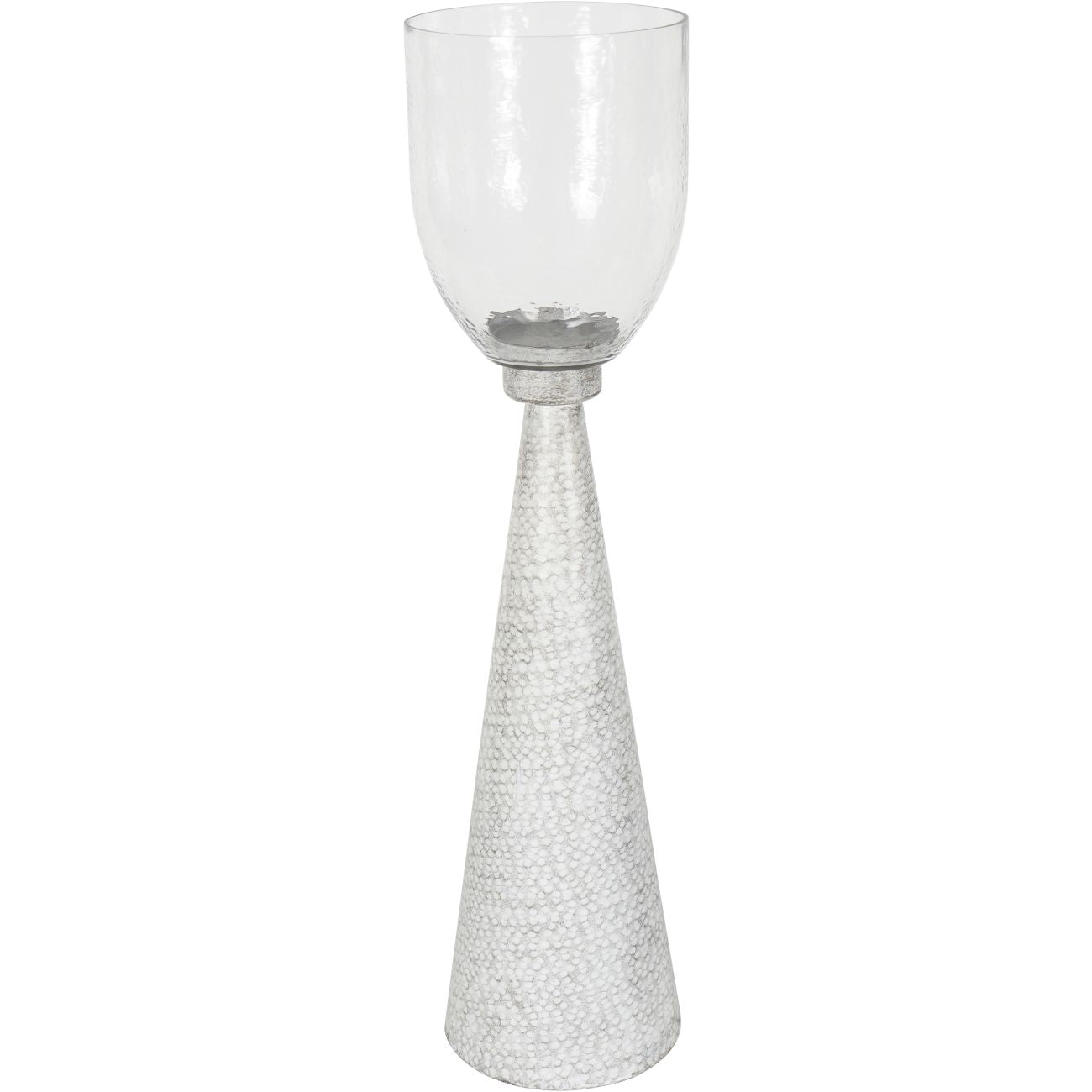 Sandbanks Iron and Hammered Glass Hurricane Small 68cm Floor Chalk White