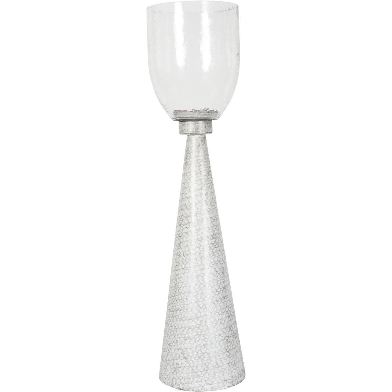 Sandbanks Iron and Hammered Glass Hurricane Small 68cm Floor Chalk White
