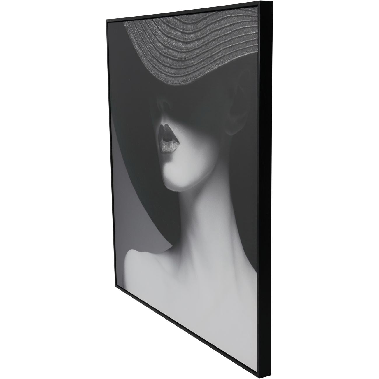 Lady in Hat Framed Canvas 100x100cm