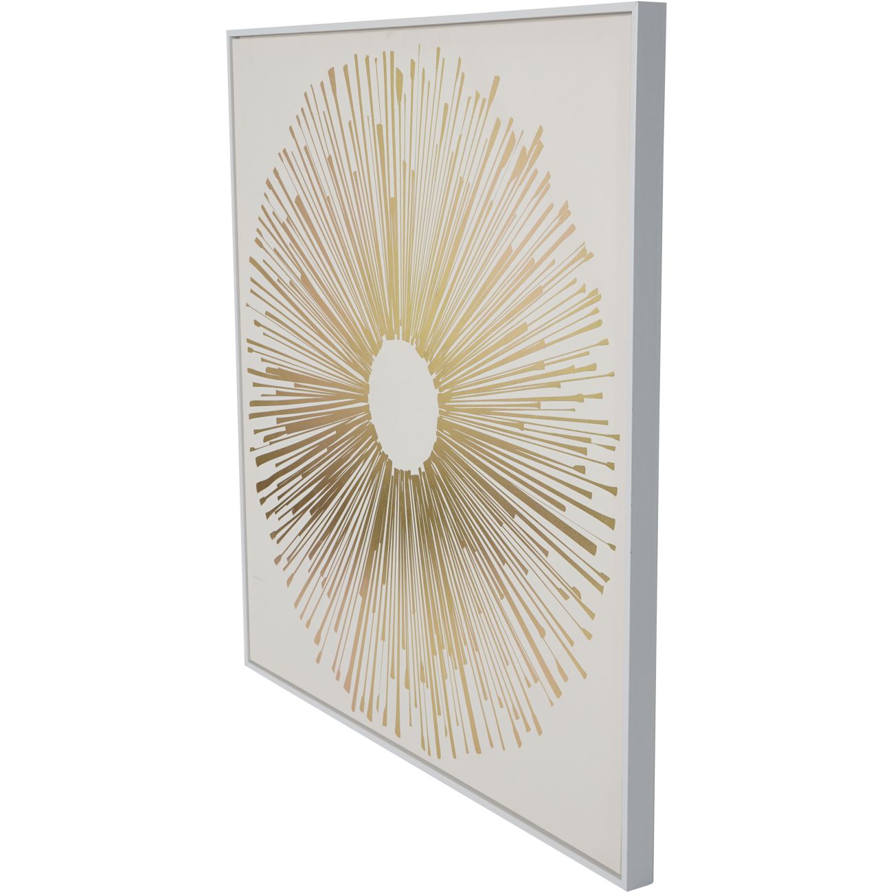 Golden Foiled Sunburst Framed Canvas Wall Art 100x100cm
