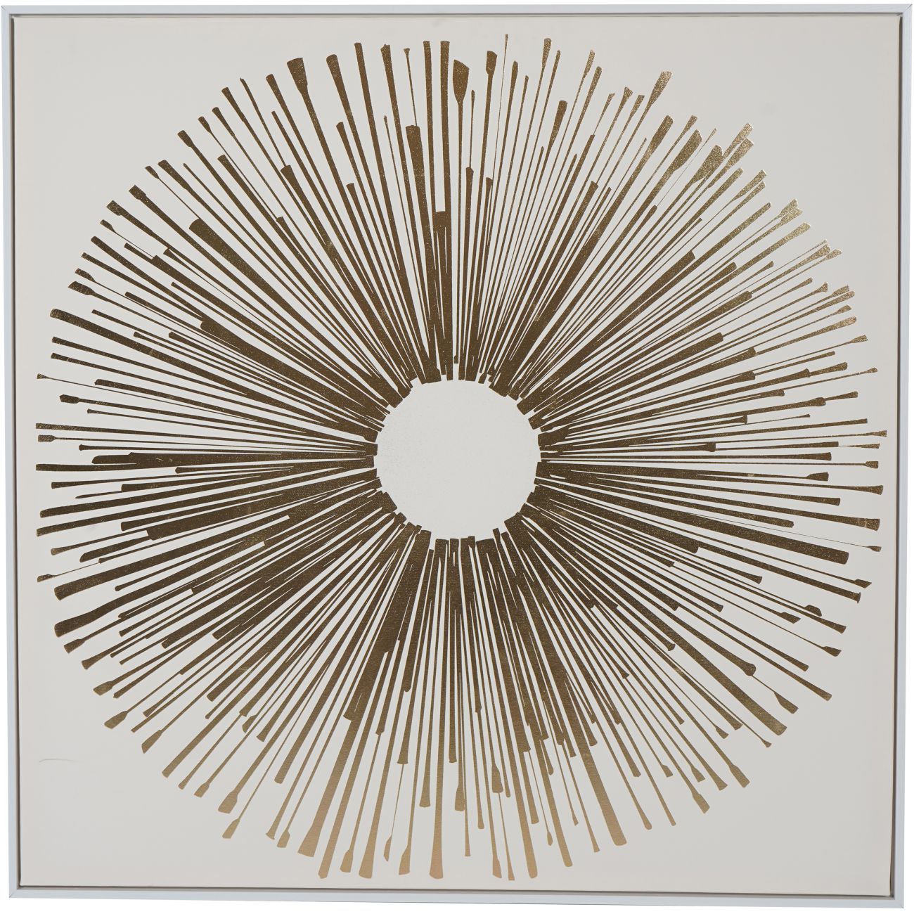 Golden Foiled Sunburst Framed Canvas Wall Art 100x100cm