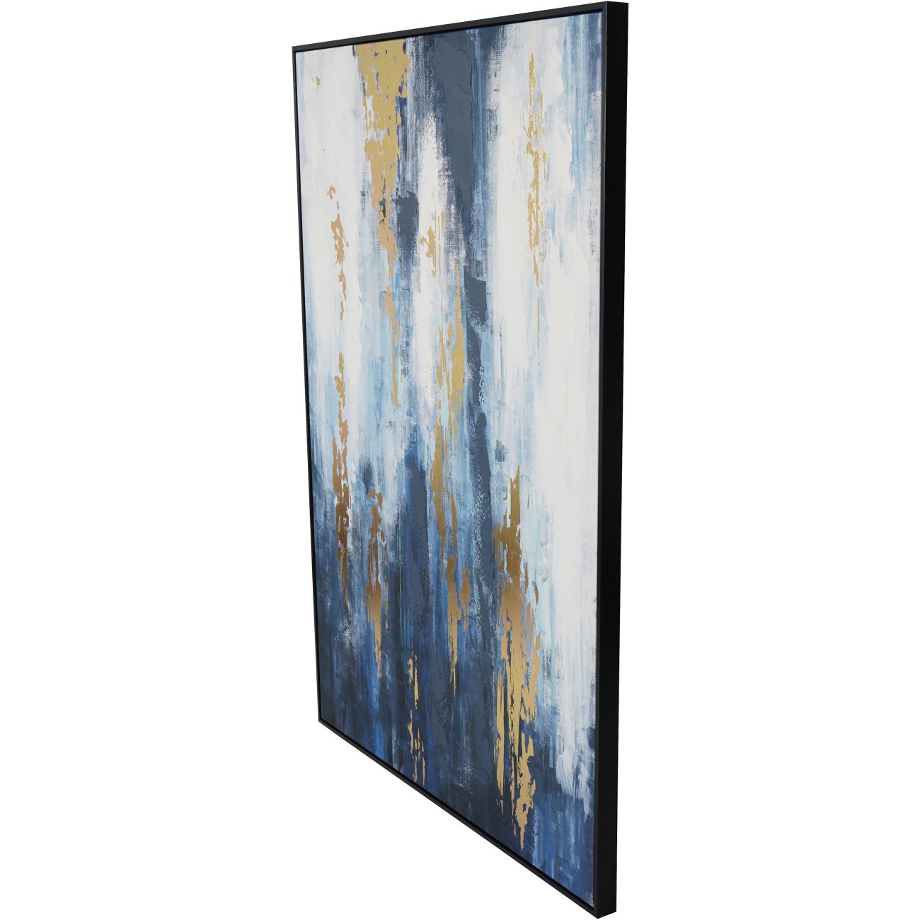 Urbanite Blue Distressed Foiled Framed Canvas Wall Art 140x100cm