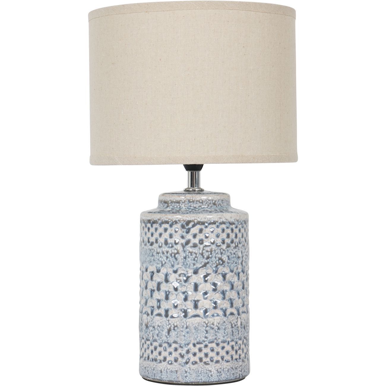 Stormy Sky Glaze Table Lamp 40cm with Cream Drum Shade