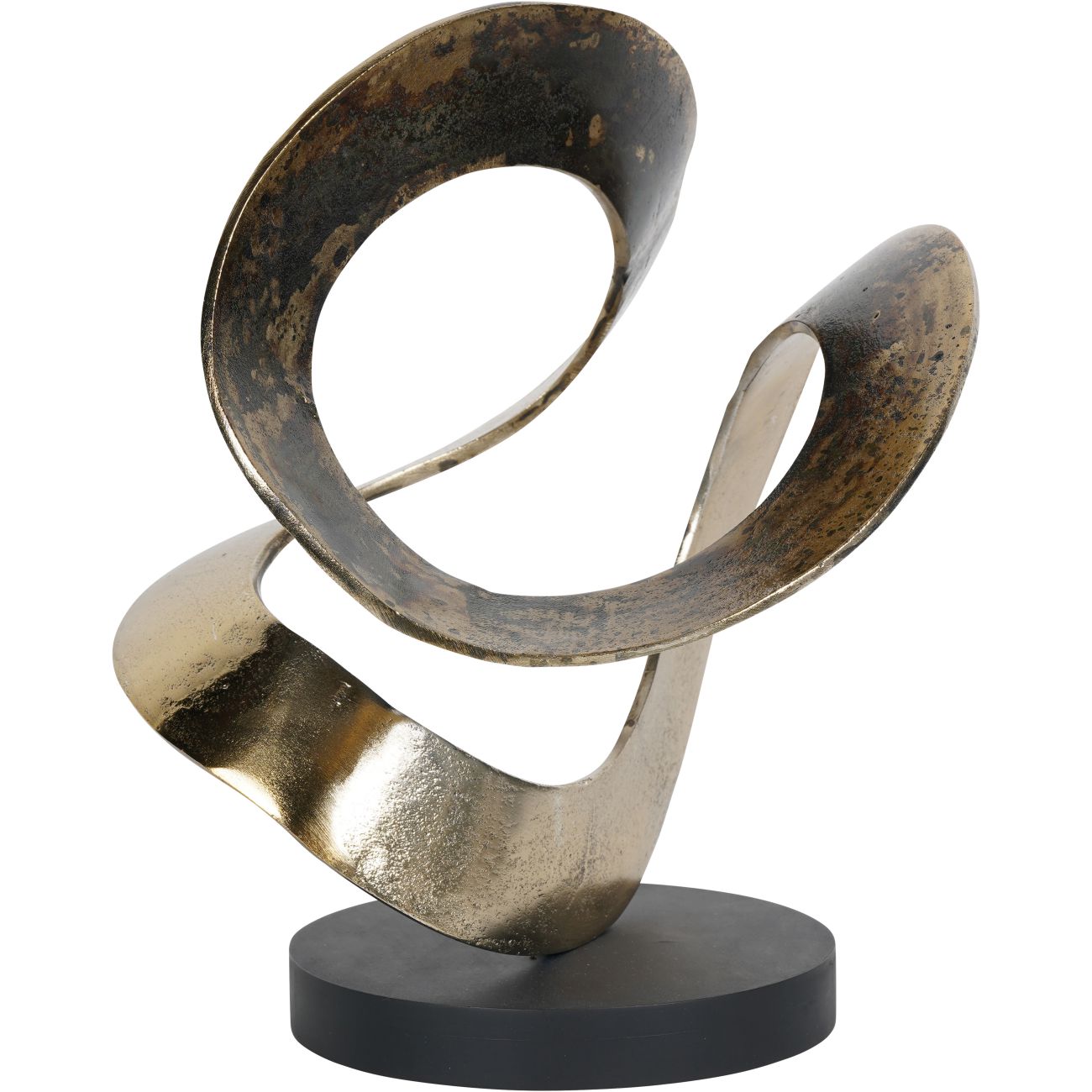 Ribbon Knot Sculpture on Black Wooden Base