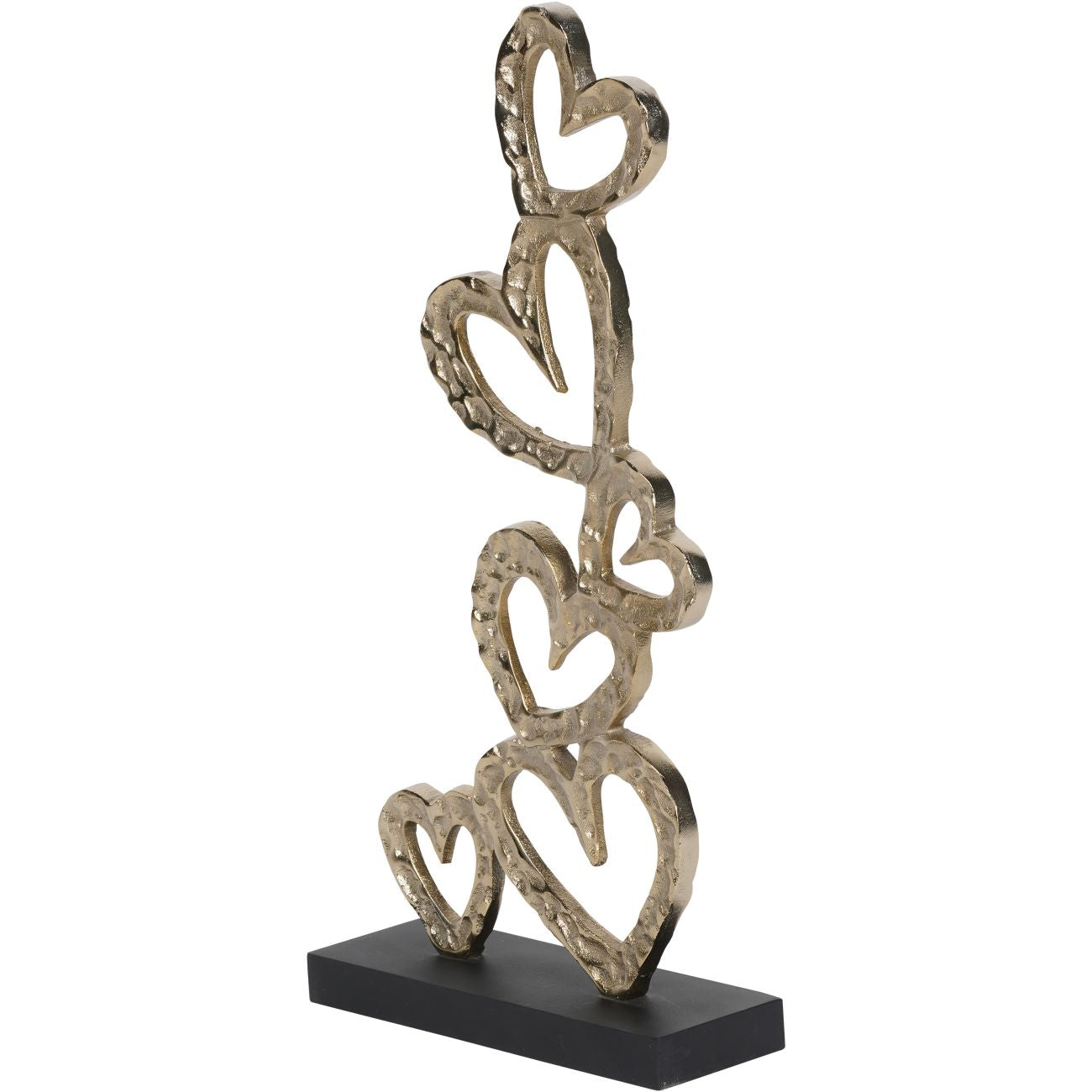 Multi Hearts Sculpture on Black Wooden Base