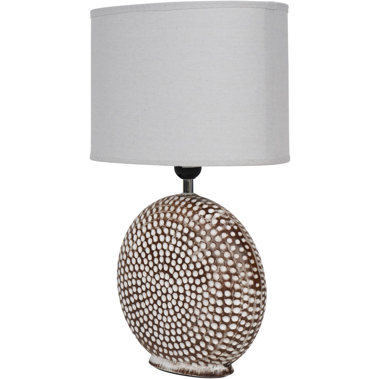 Chariot Round Ceramic Lamp Base 21cm with Ivory Oval Drum Shade