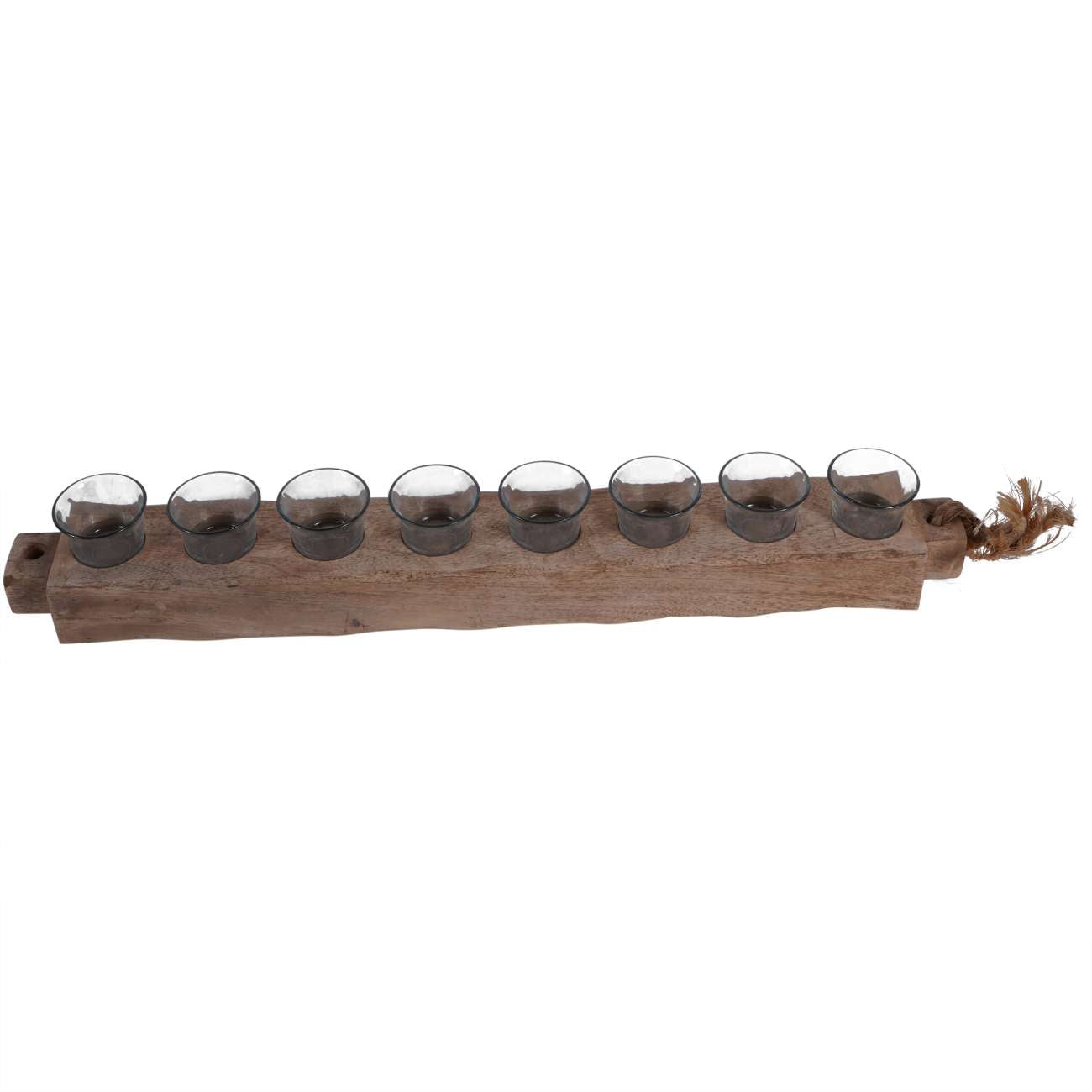 Vintage Wood 8 Light Tea Light Holder