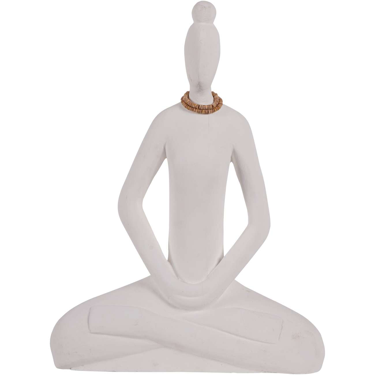 Hand Carved Yoga Lady White Small