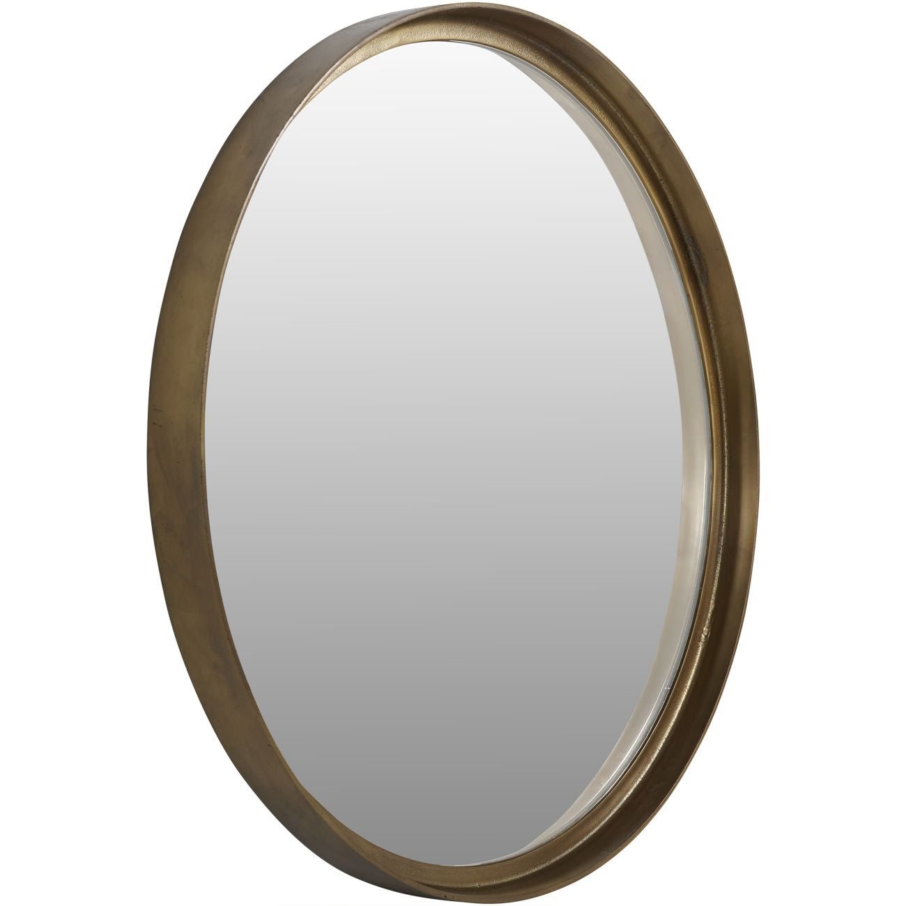 Oslo Brass Textured Round Mirror 80cm