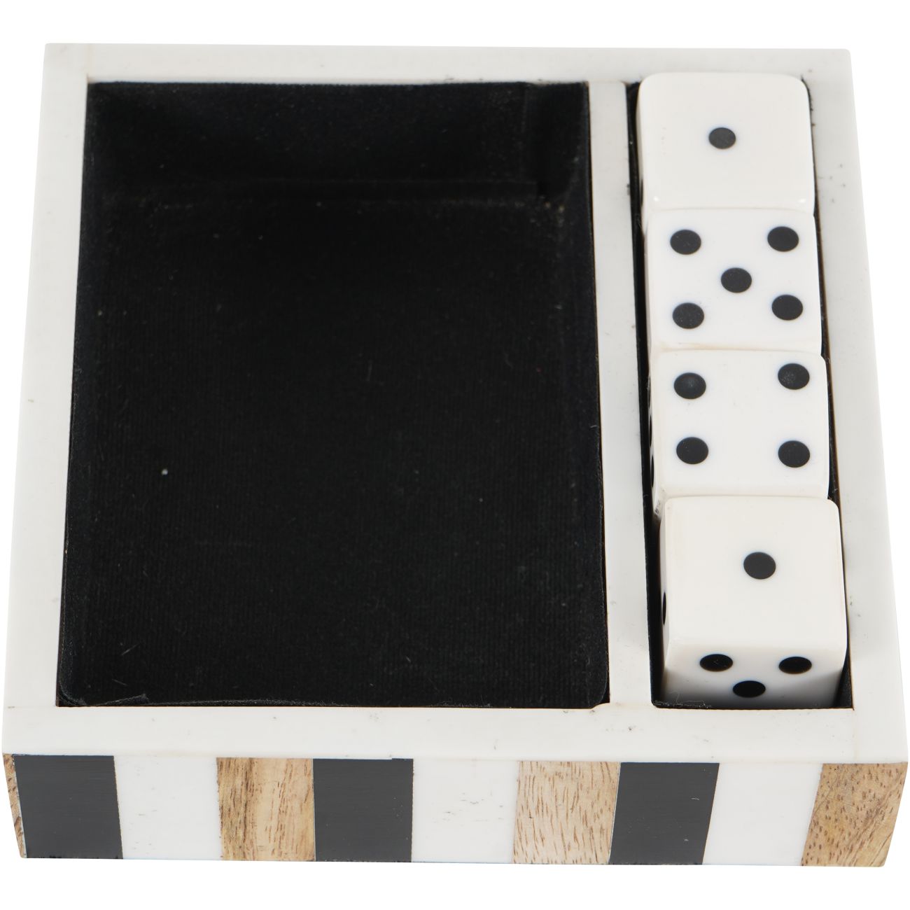 Piper White and Black Set of 4 Dice in a Tray