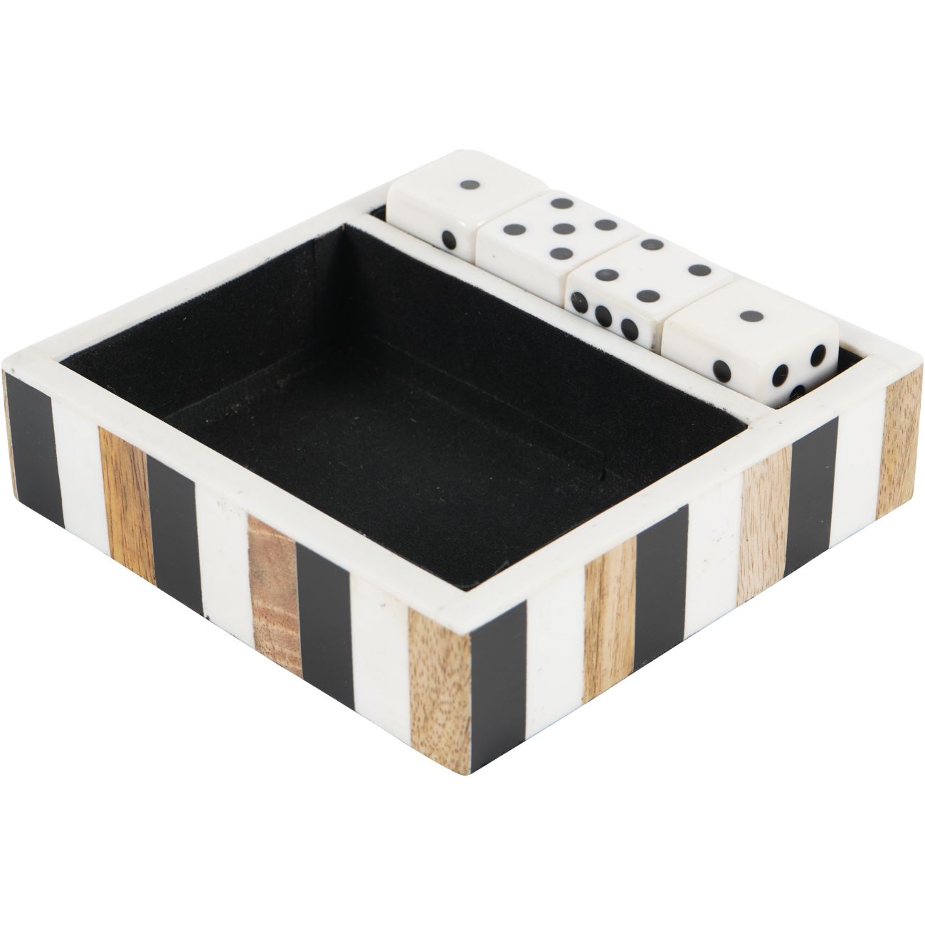 Piper White and Black Set of 4 Dice in a Tray