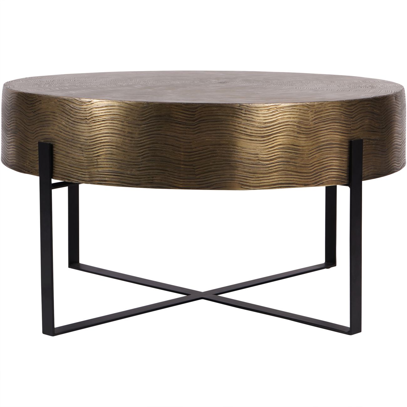 Santa Cruz Etched Brass Finish Coffee Table 82cm