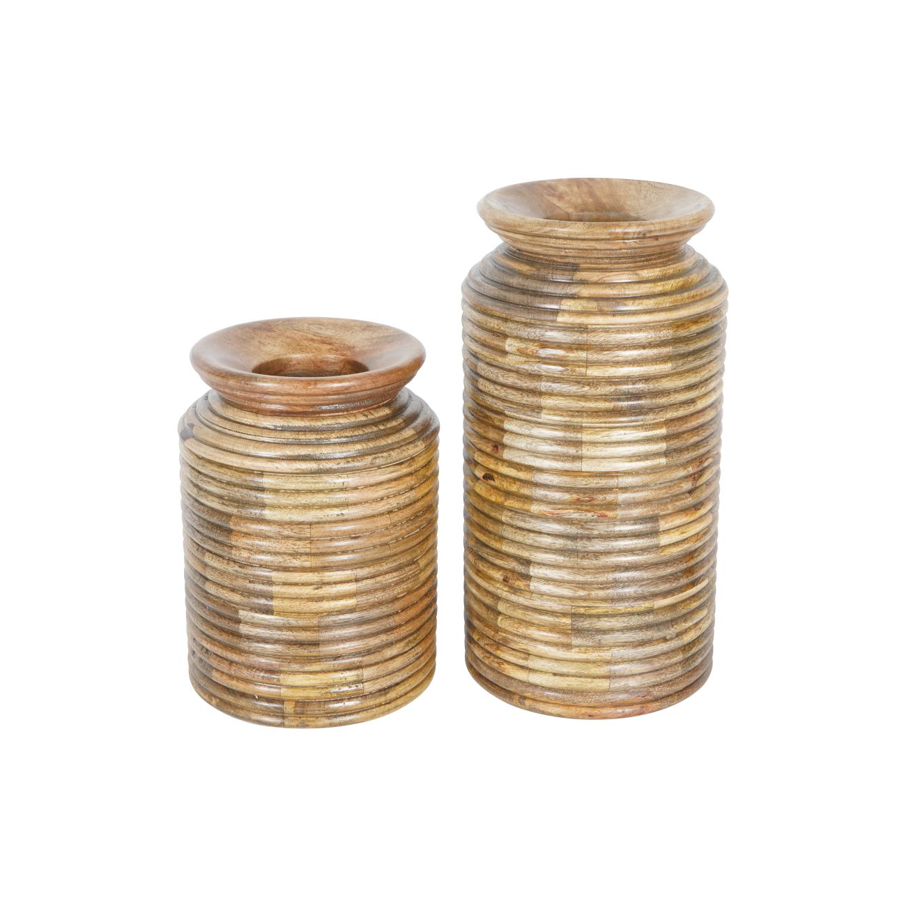 Leon Solid Wood Vase Set of 2