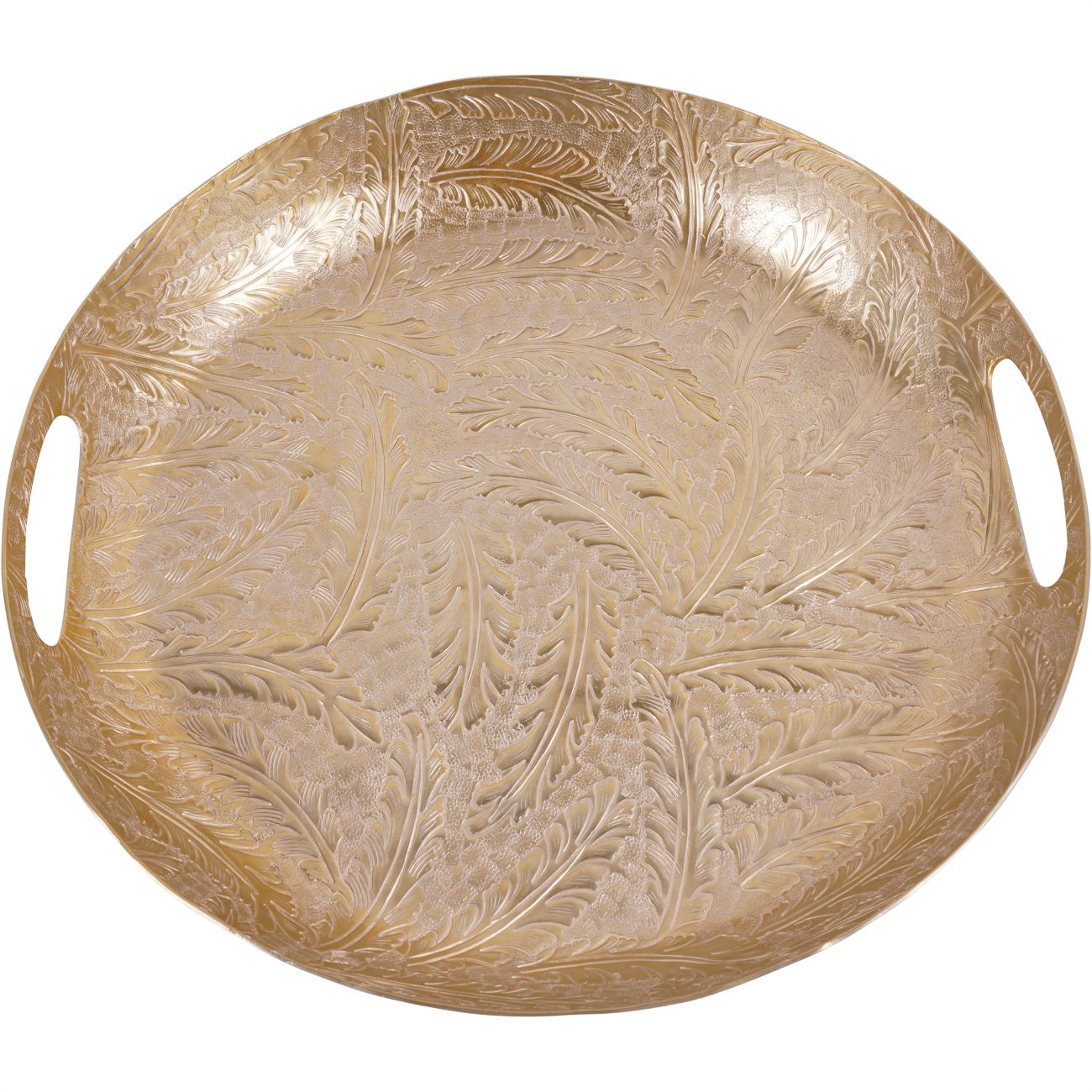 Laura Ashley Winspear Gold Leaf Embossed Round Platter Decorative Use Only