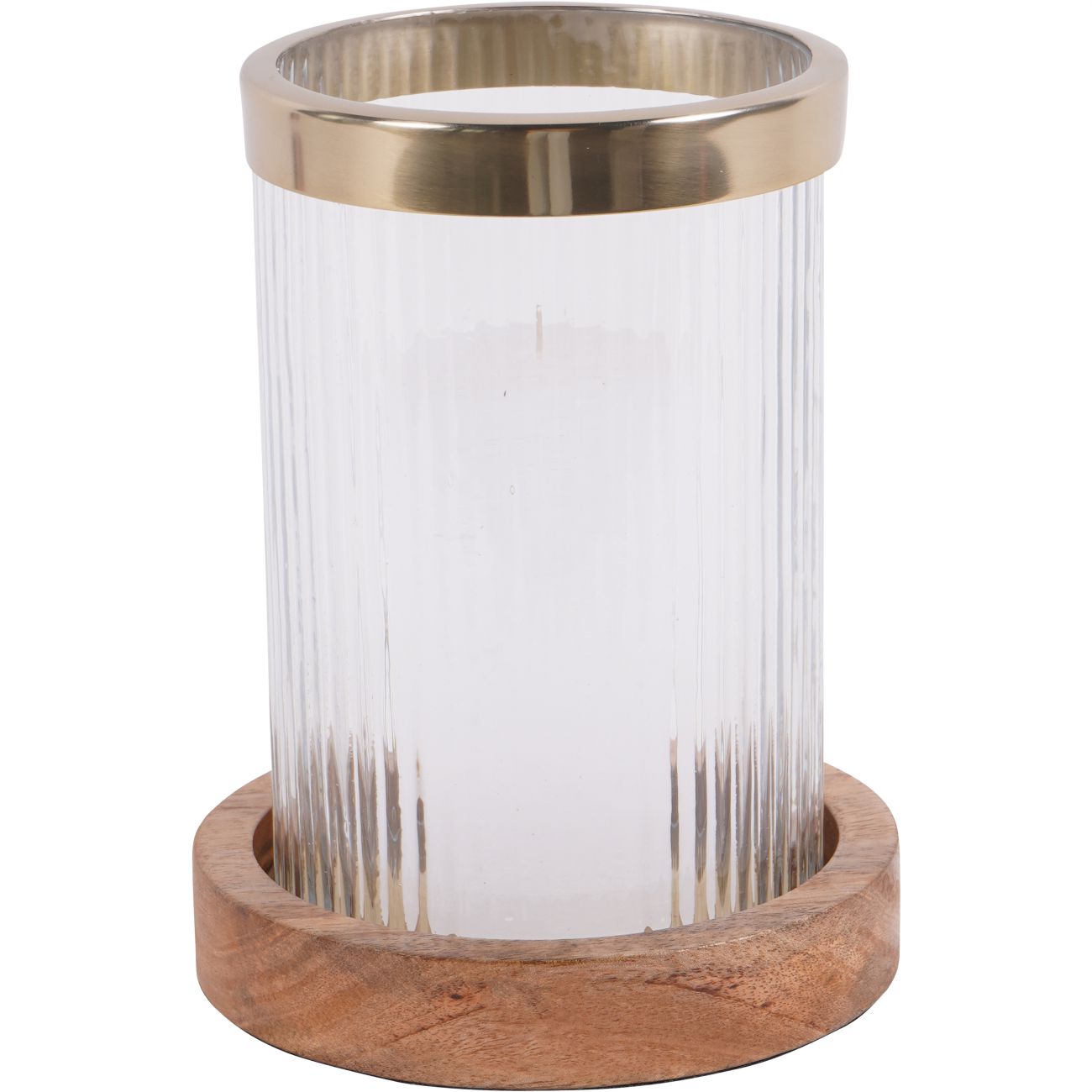 Laura Ashley Small Ribbed Reed Glass Hurricane