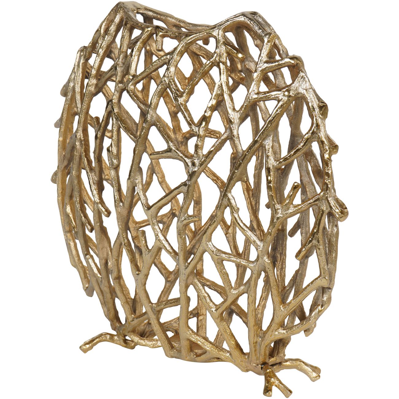 Twig Sculpture Disc Vase Gold