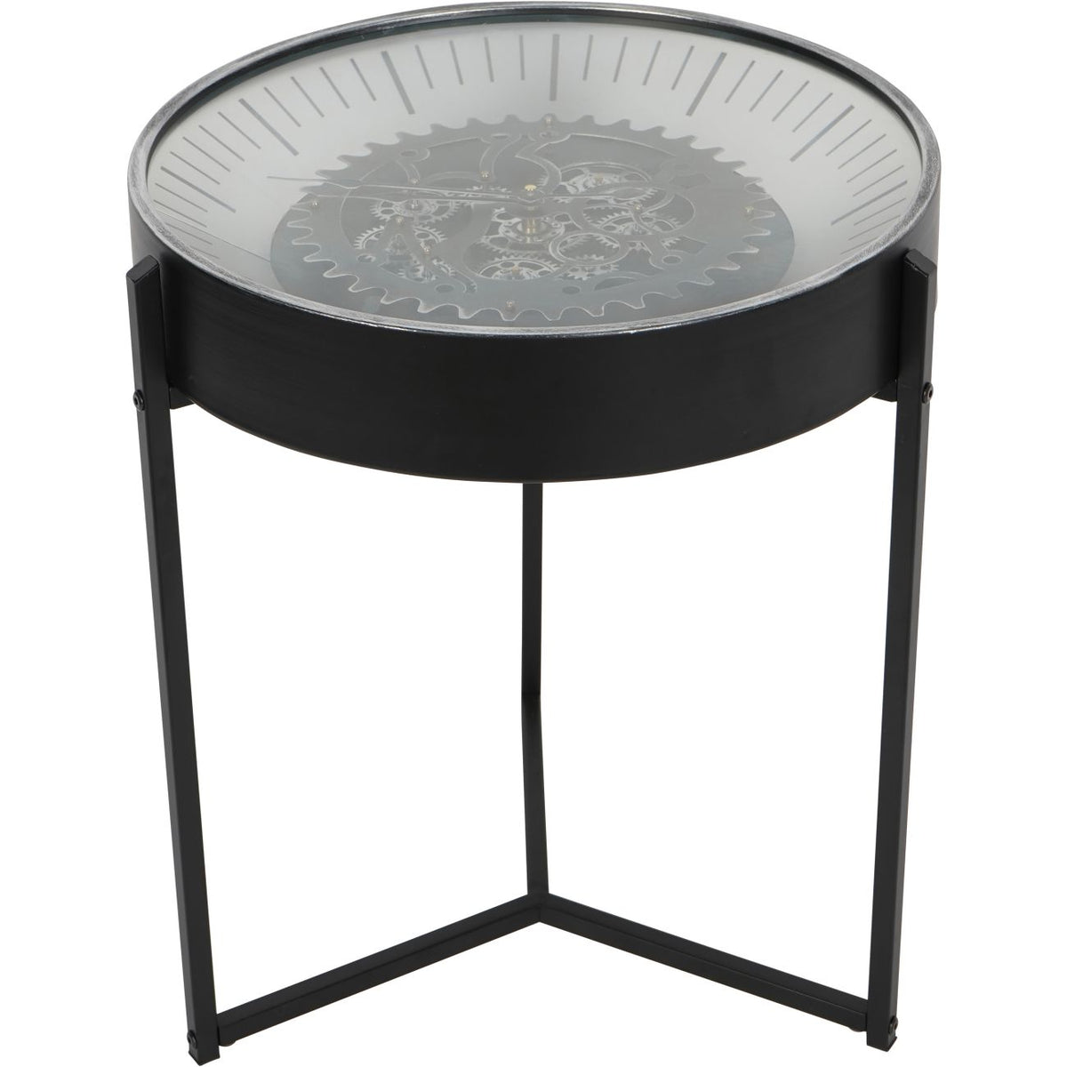 Promotion - Palladium Side Table Clock with Moving Cogs Nickel