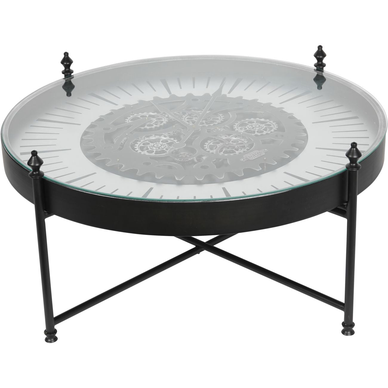 Palladium Coffee Table Wall Clock with Moving Cogs