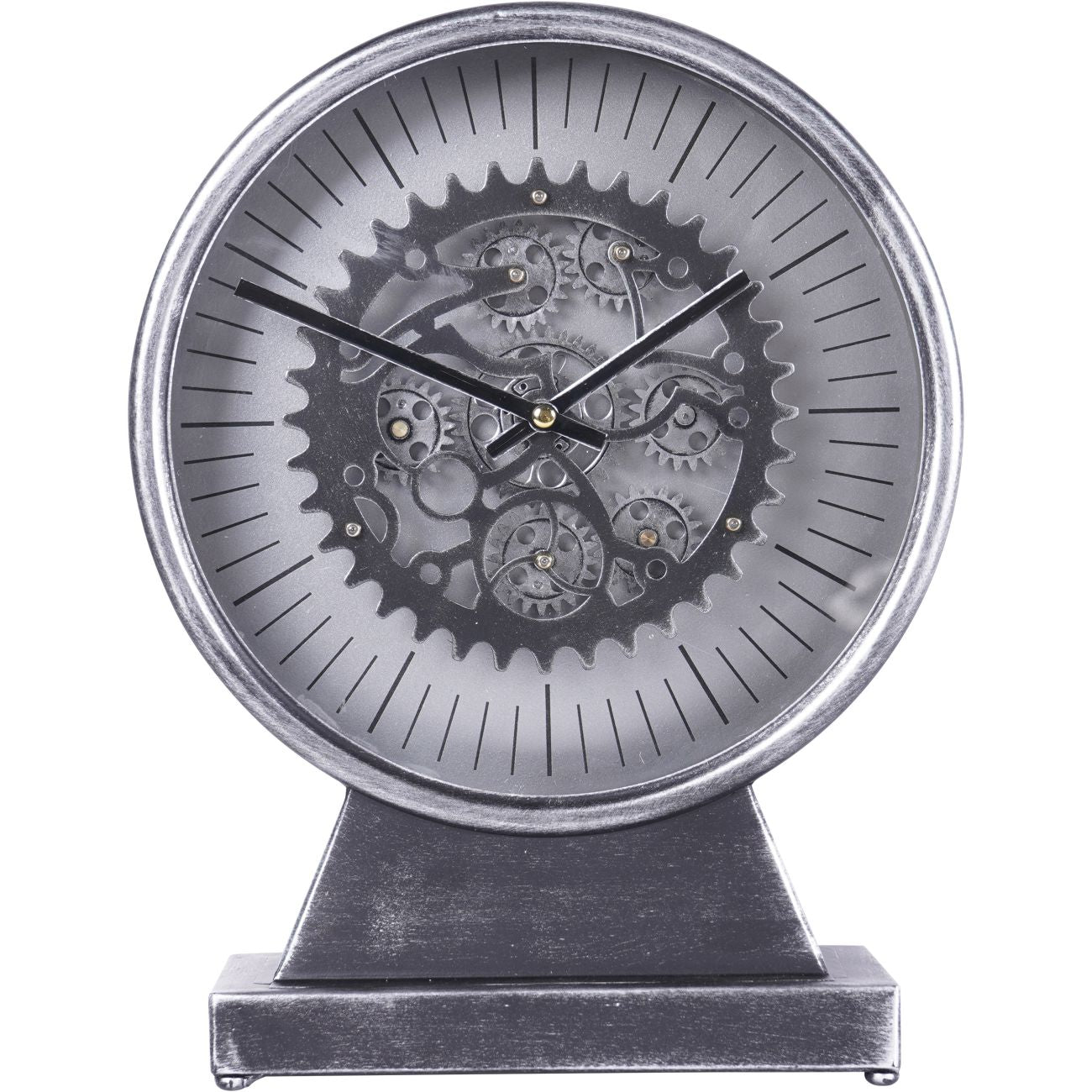 Palladium Mantel Clock with Moving Cogs Black Nickel