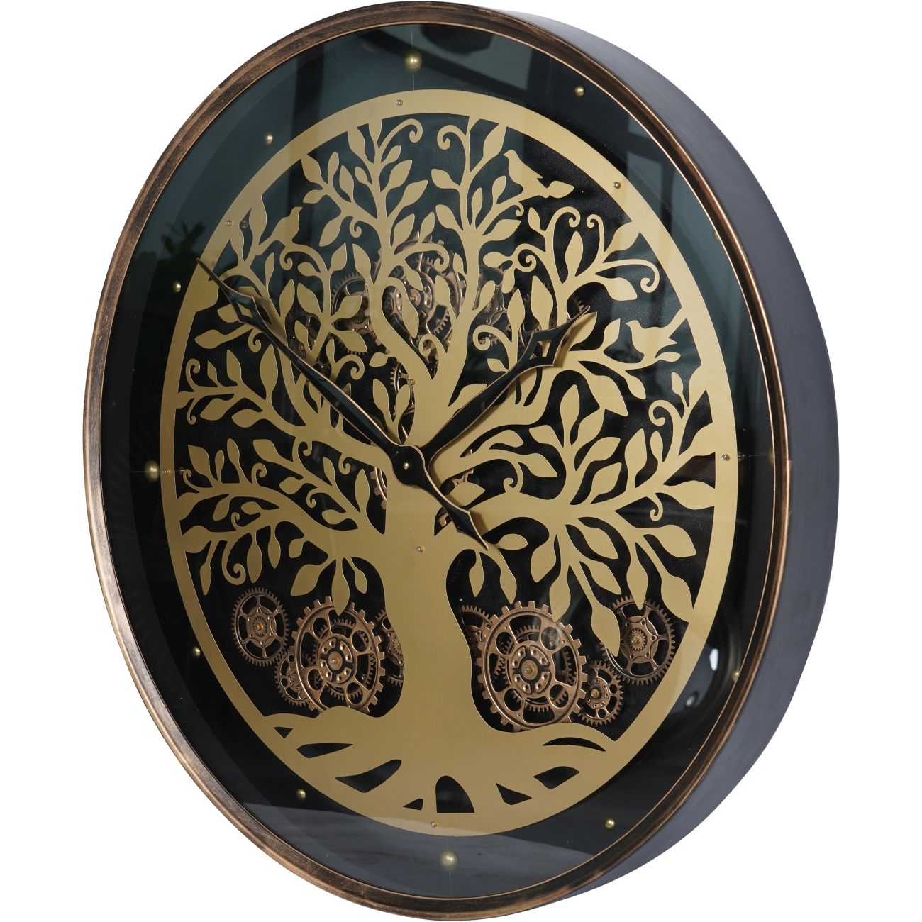 Viking Tree Wall Clock Moving Cogs 80cm