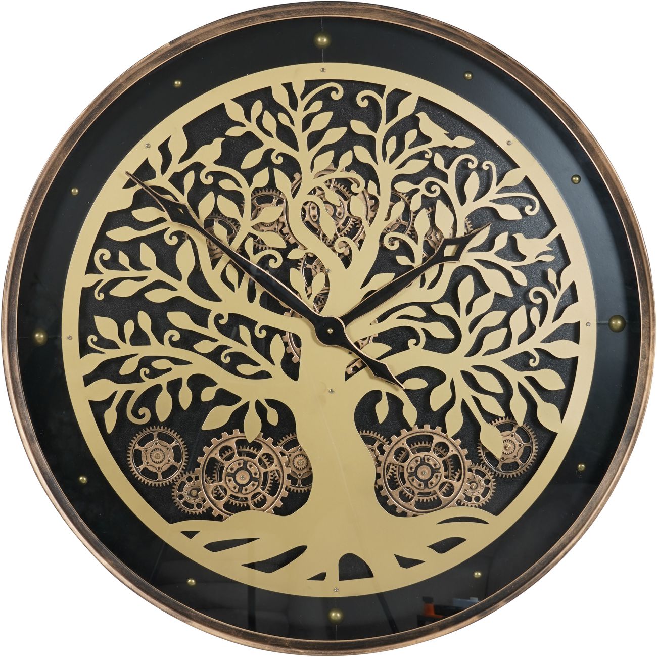 Viking Tree Wall Clock Moving Cogs 80cm
