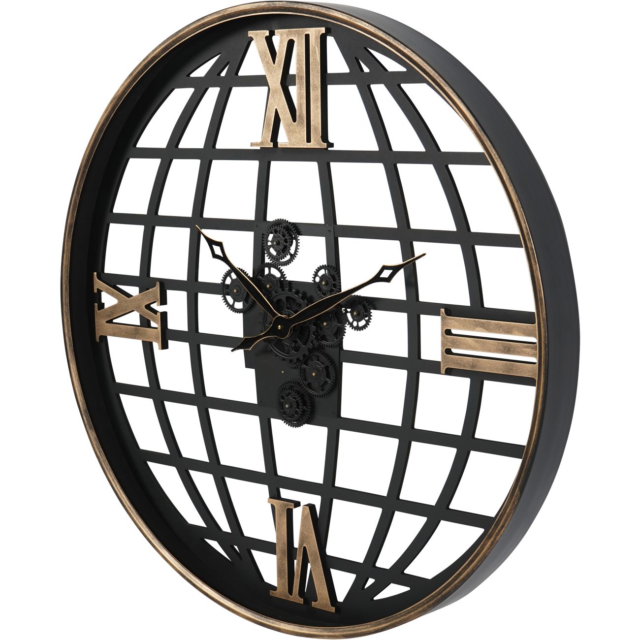 Open Wall Clock Globe and Numerals with Moving Cogs 100cm
