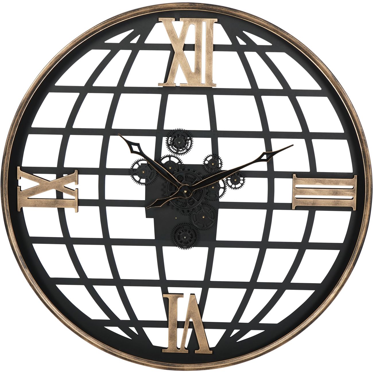 Open Wall Clock Globe and Numerals with Moving Cogs 100cm