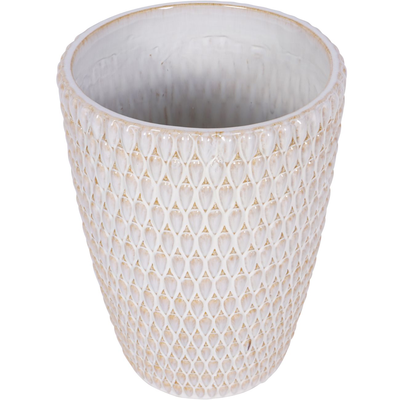 Mediterranean Reactive Glaze Ceramic Large Planter Cream