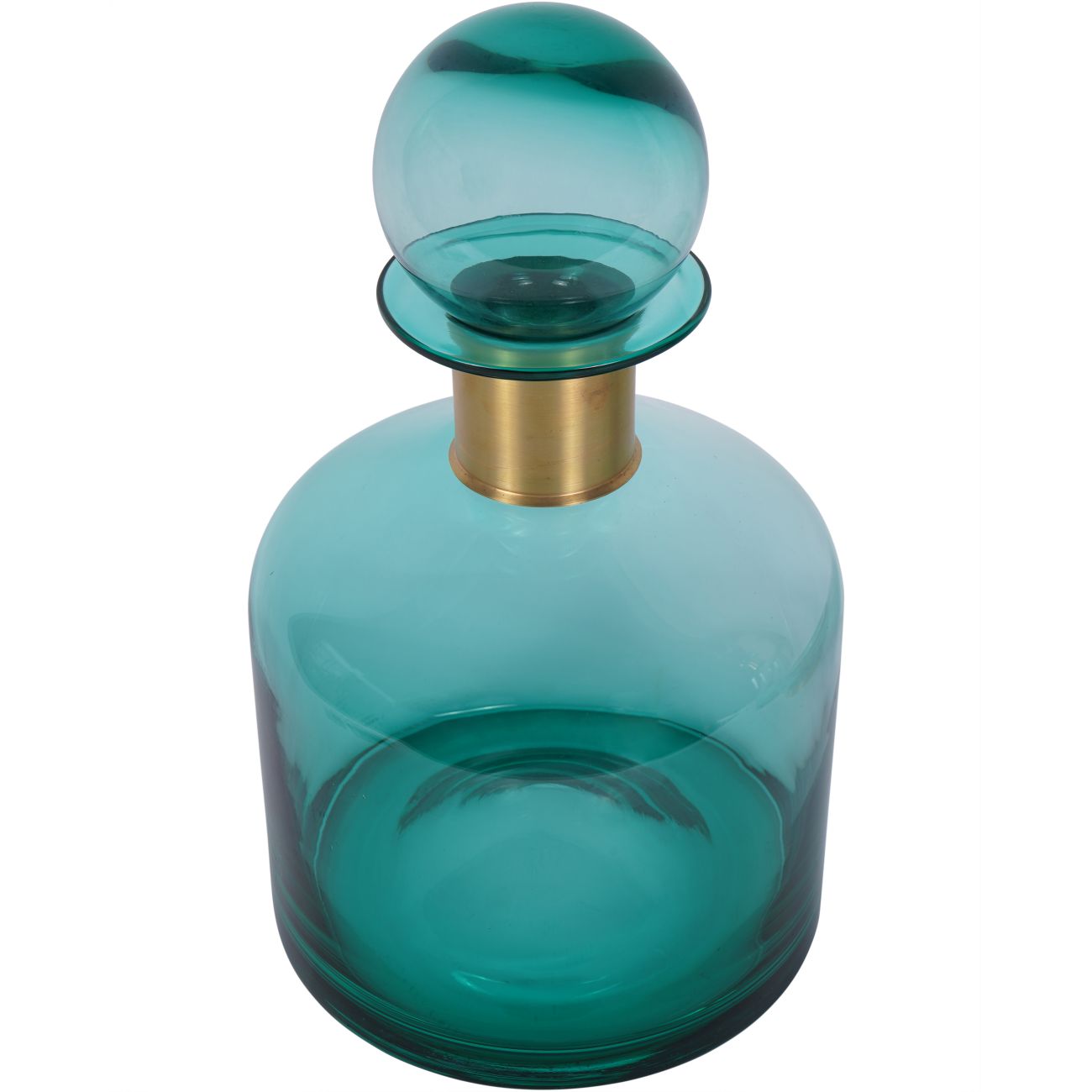 Jorum Glass Bottle Wide with Lid Brass Detail