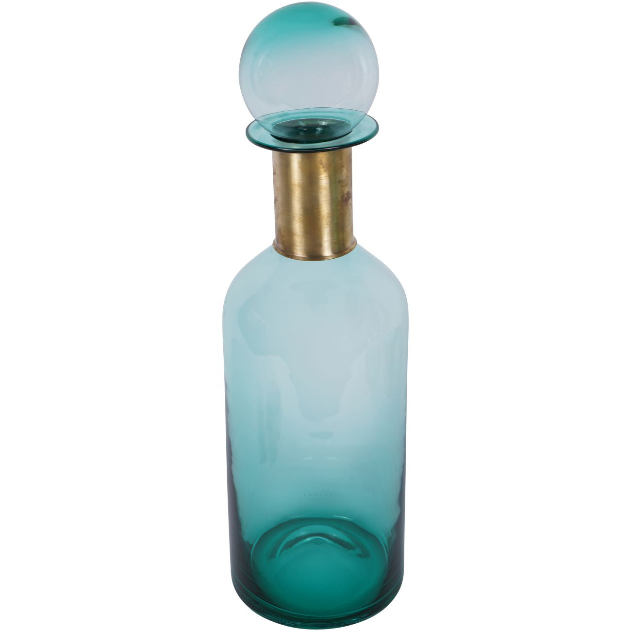 Jorum Glass Bottle Tall with Lid Brass Detail