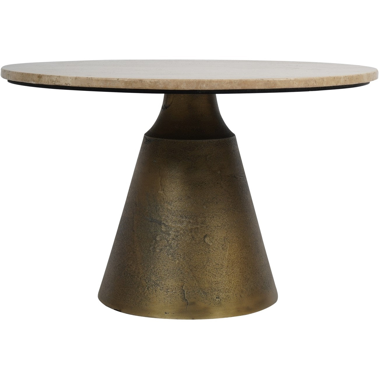 Clifton II Antique Brass and Light Travertine Coffee Table Small 60cm