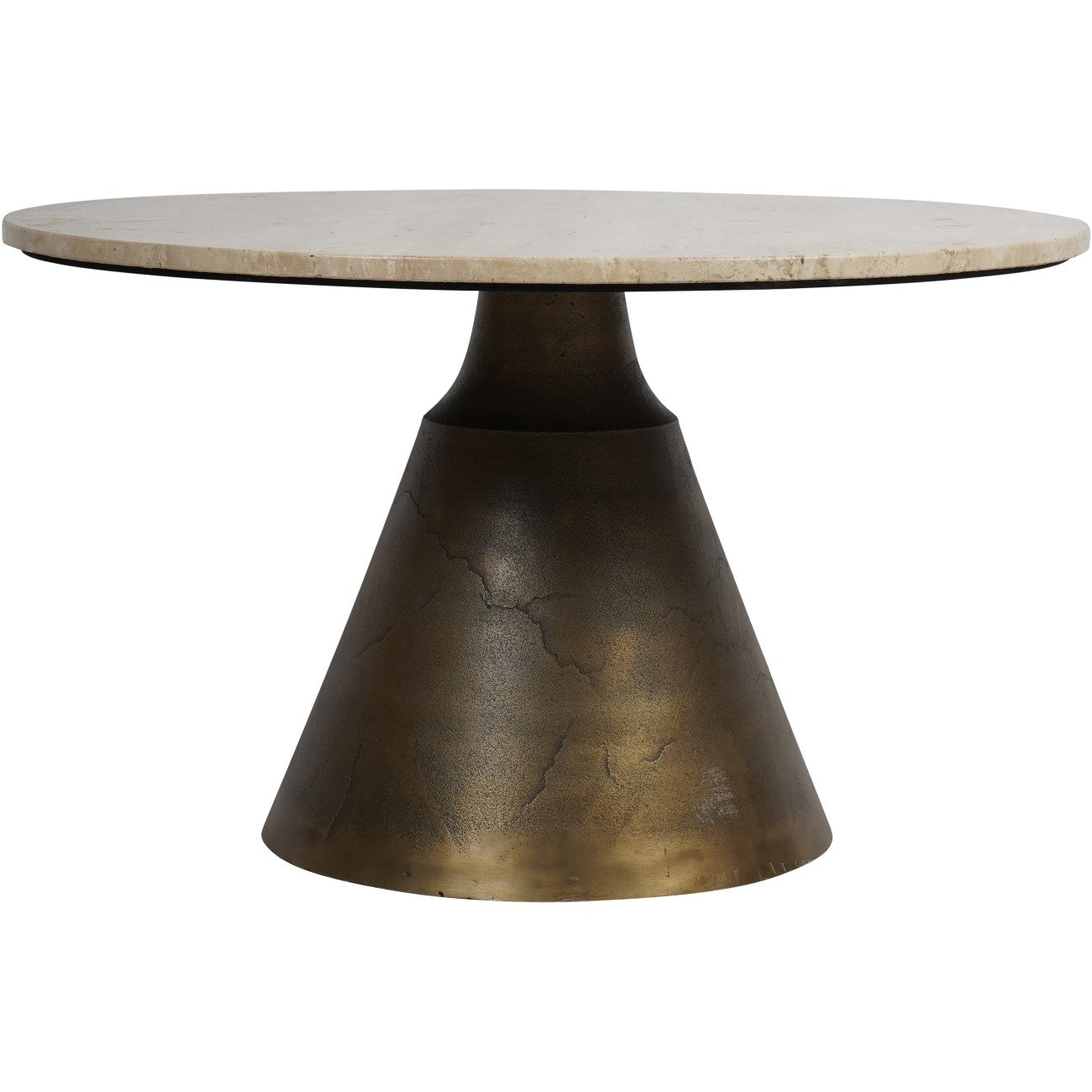 Clifton II Antique Brass and Light Travertine Coffee Table Large 75cm