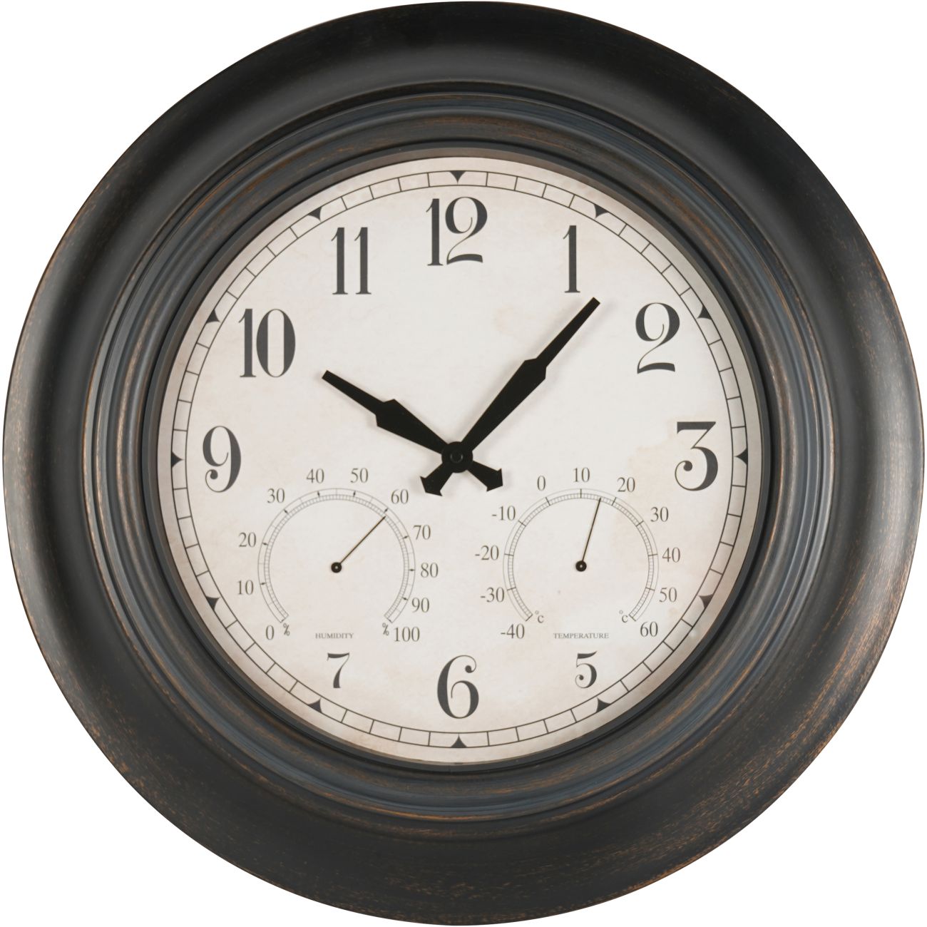 Outdoor Clock with Temperature and Humidity Black 53.3cm